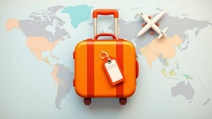 Travel icons on world map; suitcase, airplane, 15% off Away promo code November 2025.