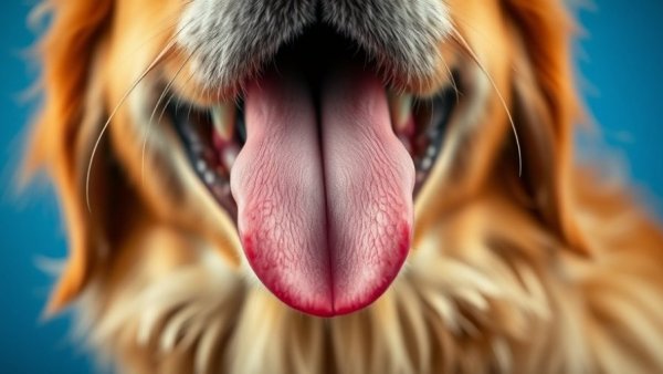 Close-up of dog mouth and tongue, highlighting breath health risks