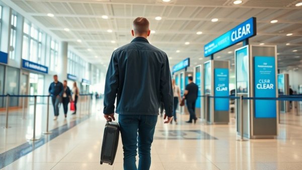 Concierge Airport Service employee guiding through CLEAR checkpoint.
