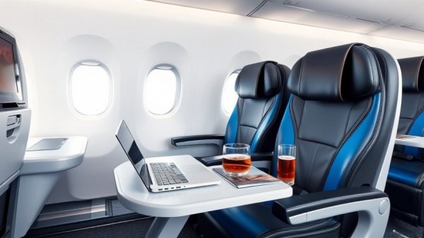 Luxury airplane seat and workspace showcasing dynamic award pricing.