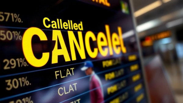 Airport departure screen showing canceled flights.