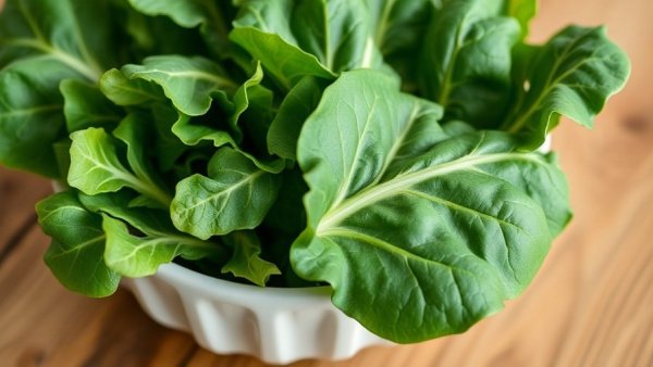 Fresh collard greens in a bowl promoting pet health.