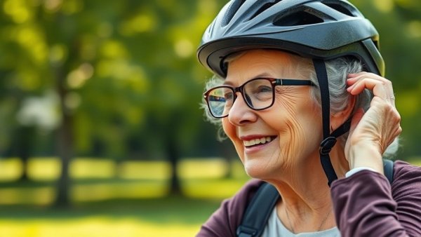 Happy retiree biking in nature, best quality of life for retirees.