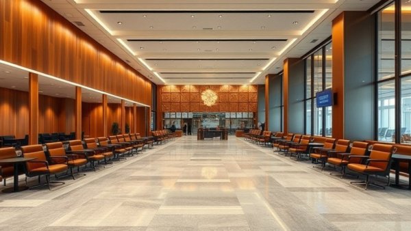 Luxurious airport lounge seating highlighting guest policy ambiance.