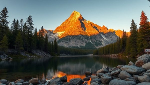 Scenic sunrise view of a mountain reflecting in a lake, symbolizing new $100 fee for national parks.