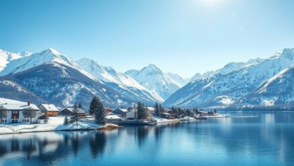 Picturesque snowy lakeside village, Sun Valley Idaho travel guide.