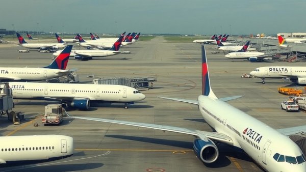 Delta Airlines planes at airport gate during Wi-Fi rollout announcement.