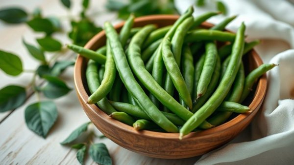 Fresh green beans in a bowl for pet health.