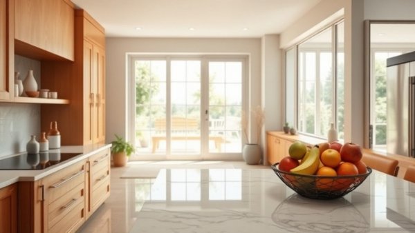 Bright kitchen with marble countertop; what sells a home