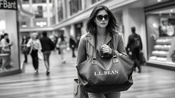 L.L.Bean Boat and Tote carried by woman in urban setting.