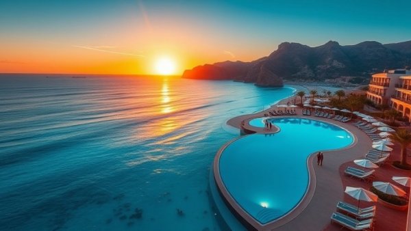 Waldorf Astoria Los Cabos Pedregal renovations, infinity pool at sunset.