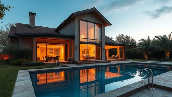 Modern house with pool illustrating mortgage benefits.