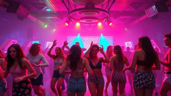 Lively Virgin Voyages Cruise Party with retro dance vibes