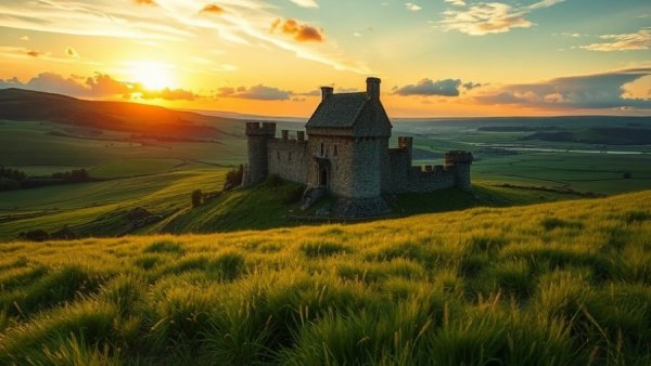 Charming countryside castle for vacation at sunset, Airbnb castles