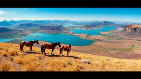 Horses grazing on Fisherman's Trail hiking landscape.