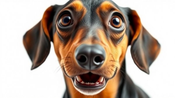 Dachshund with surprised expression, related to dog hiccups