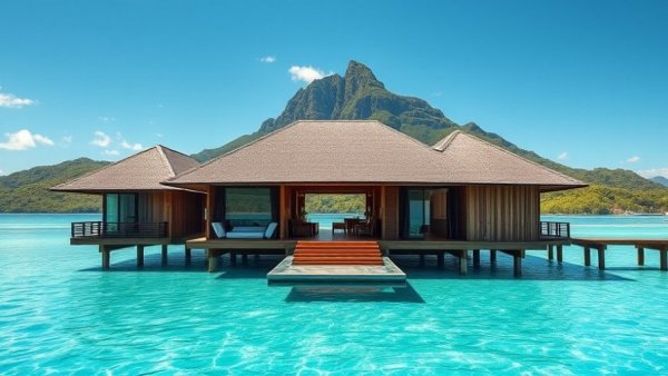 Luxurious overwater bungalow offering Marriott Bonvoy Boundless Credit Card benefits.