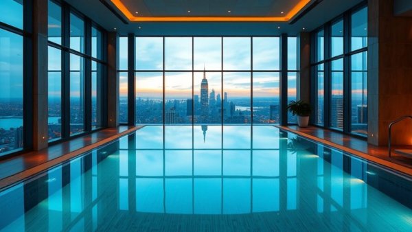 Luxurious pool at JW Marriott Hotel Tokyo with city view.