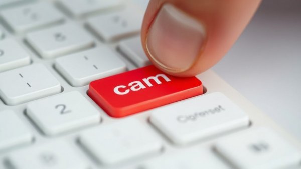 Red scam alert key on keyboard, highlighting new advertising tricks in 2026.