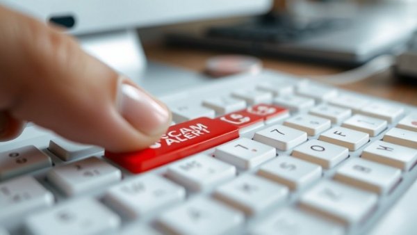 Advertisers tricking you: finger over 'Scam Alert' key on keyboard.