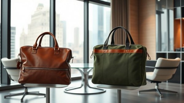 Elegant work bags for financial wellness in a modern office.