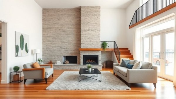 Minimalist living room staging with affordable decor.