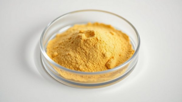 Yellow powdered supplement in a petri dish for pet health.