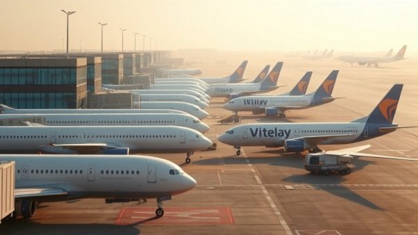 Parked airplanes at Middle East airport during airspace closures.