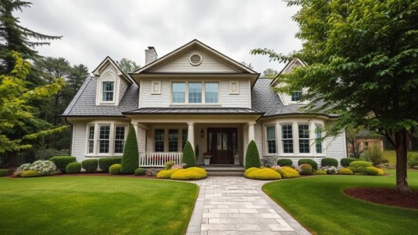 Curb appeal importance in real estate: well-maintained home with lush garden.