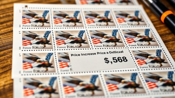 USPS raises first-class stamp price to $0.68 with bald eagle stamps.