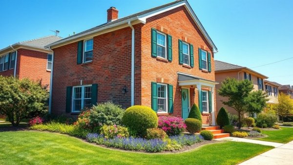 Charming brick house with landscaped yard, epitomizing a $300K home.
