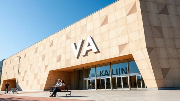 V&A East Museum modern exterior with people sitting outside