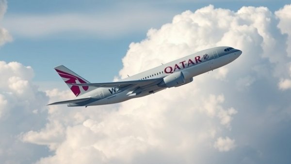 Qatar Airways plane flying in a clear sky, Qatar Airways Promo Code.