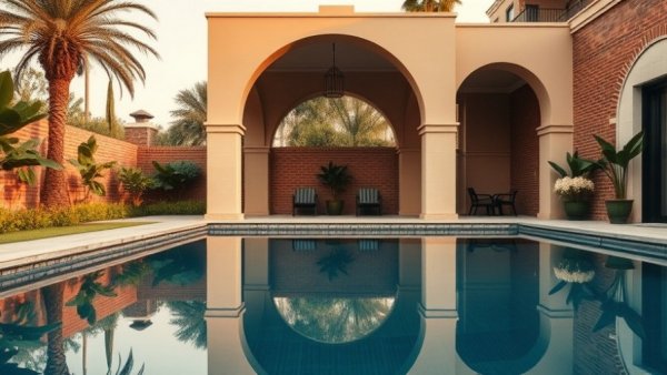 Stylish pool area at Melton Hall Suffolk Airbnb, elegant ambiance