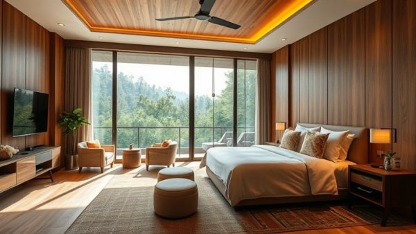 Luxurious hotel room interior symbolizing premium credit card welcome bonuses.