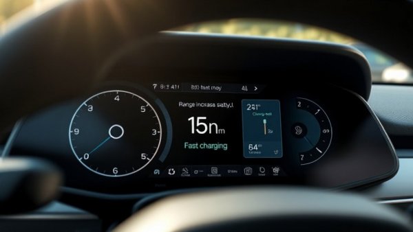 EV dashboard showing charging rate, boosting EV range in warm weather.