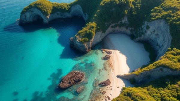 South of France beach with turquoise waters and rocky cliffs for nature lovers.