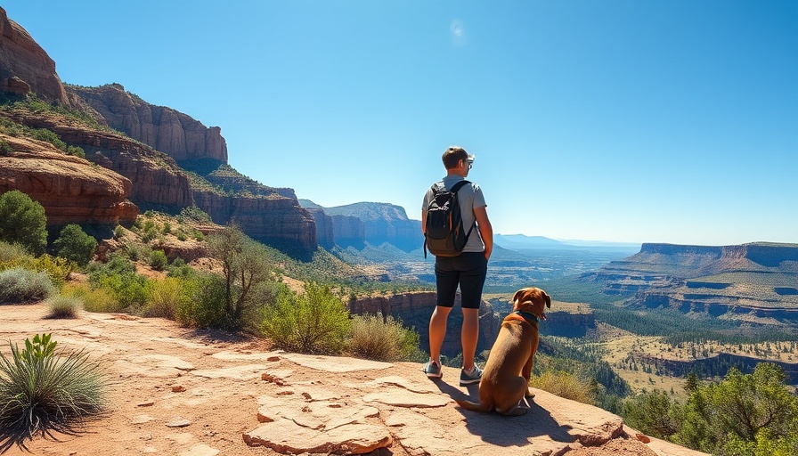 Pet travel adventure in southern Utah canyon with person and dog exploring.