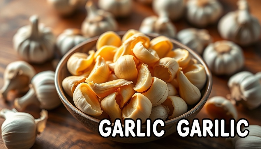 Garlic cloves with health benefits text for pets.