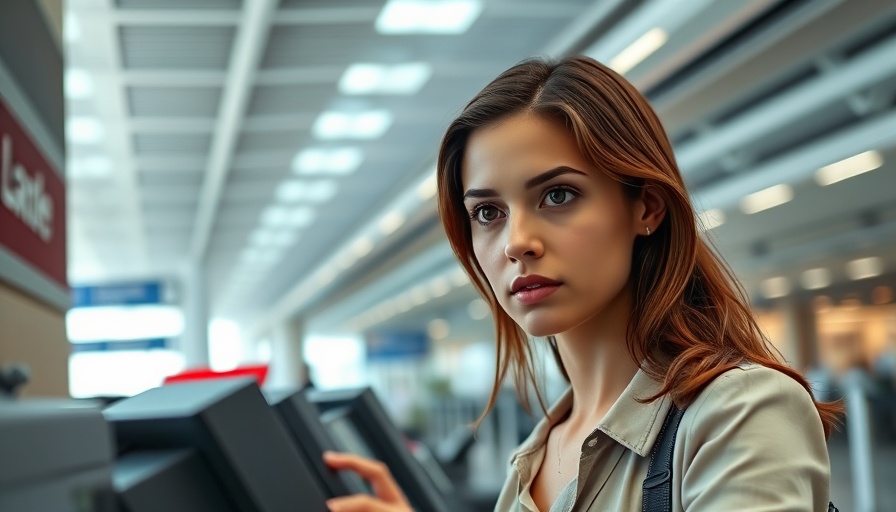 Woman at airport kiosk amid price increase context.