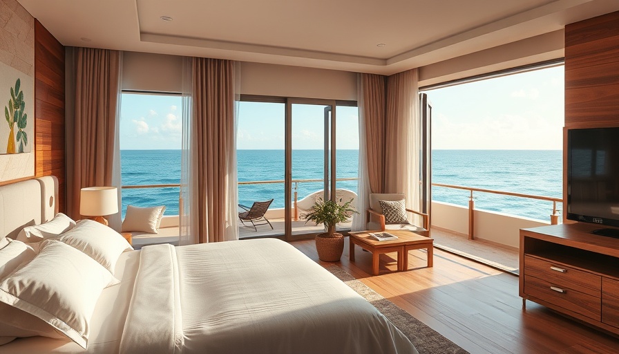 Luxurious ocean-view hotel room for summer travel.