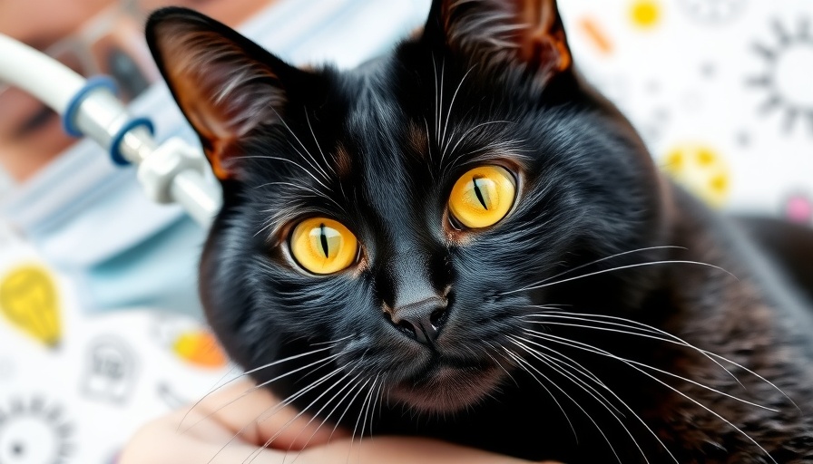 Black cat receiving oxygen therapy indicating cat dyspnea symptoms.
