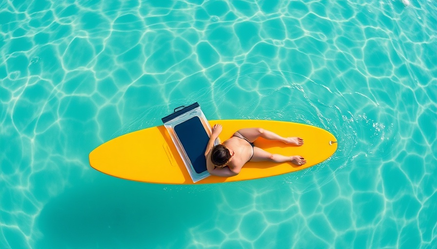 Top waterproof phone pouches with woman on a surfboard.