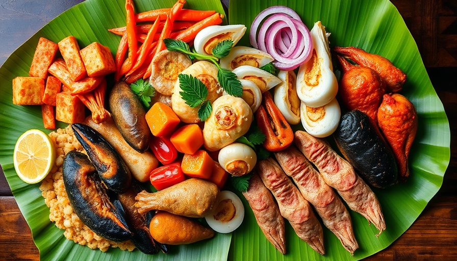Assortment of traditional Filipino dishes on banana leaves, highlighting culinary diversity in Manila.