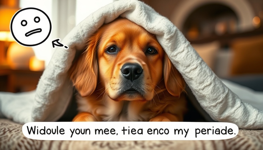 Dog with Hemorrhagic Gastroenteritis, comforting message overlay.