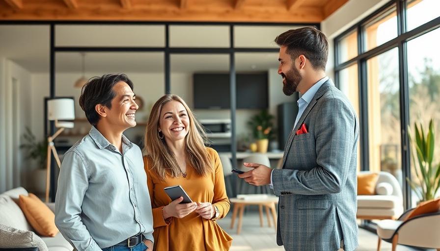 Cheerful couple with agent viewing modern home, House Viewing Tips.