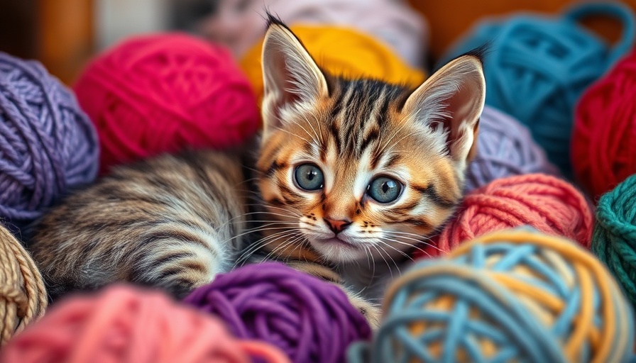 DIY Cat Toys from Throw-Away Stuff: Cute kitten with yarn balls.