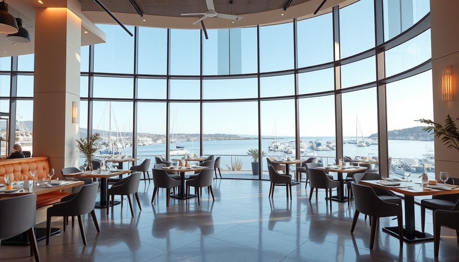Elegant restaurant interior in Bermuda with coastal views, highlighting the Bermuda culinary scene.