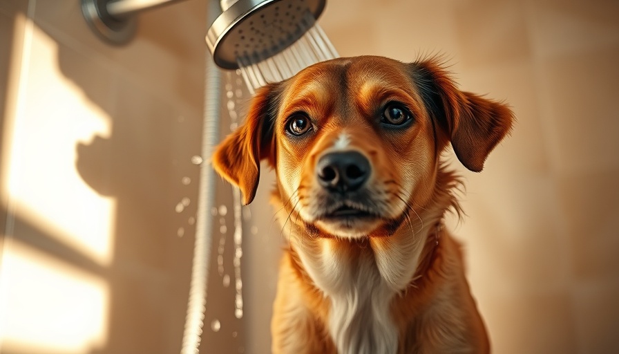 Dog Bathing Techniques: Wet dog being showered in bathroom