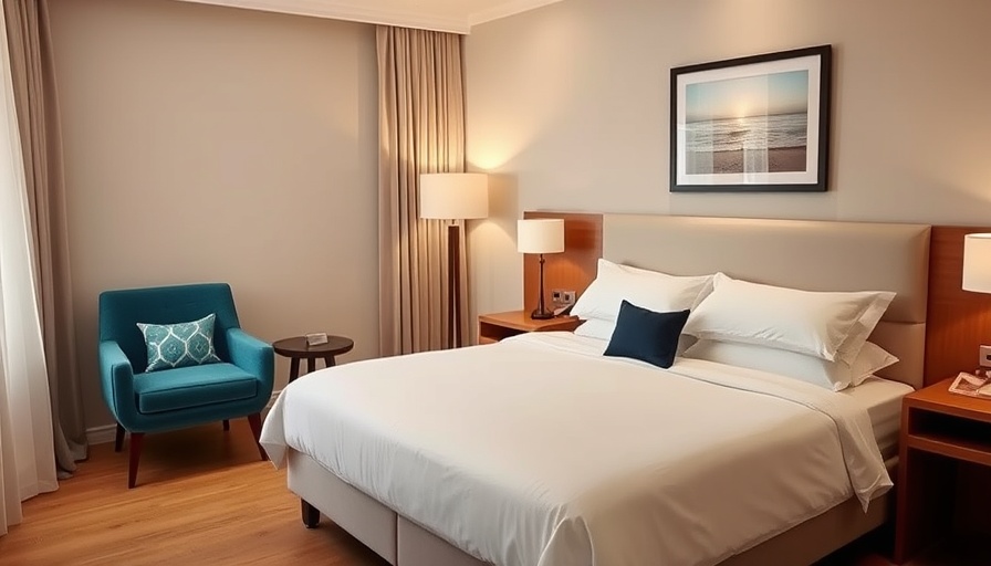 Modern hotel room in US Virgin Islands with beach decor